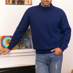 NOVICA Indigo Men's 100% Alpaca Pullover Sweater Size S